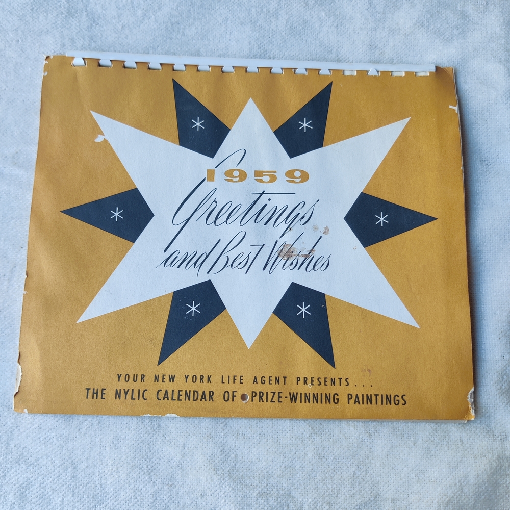 1959 Calendar Hankins NY Upstate Catskills NYLIC Prize Winning Paintings Atomic